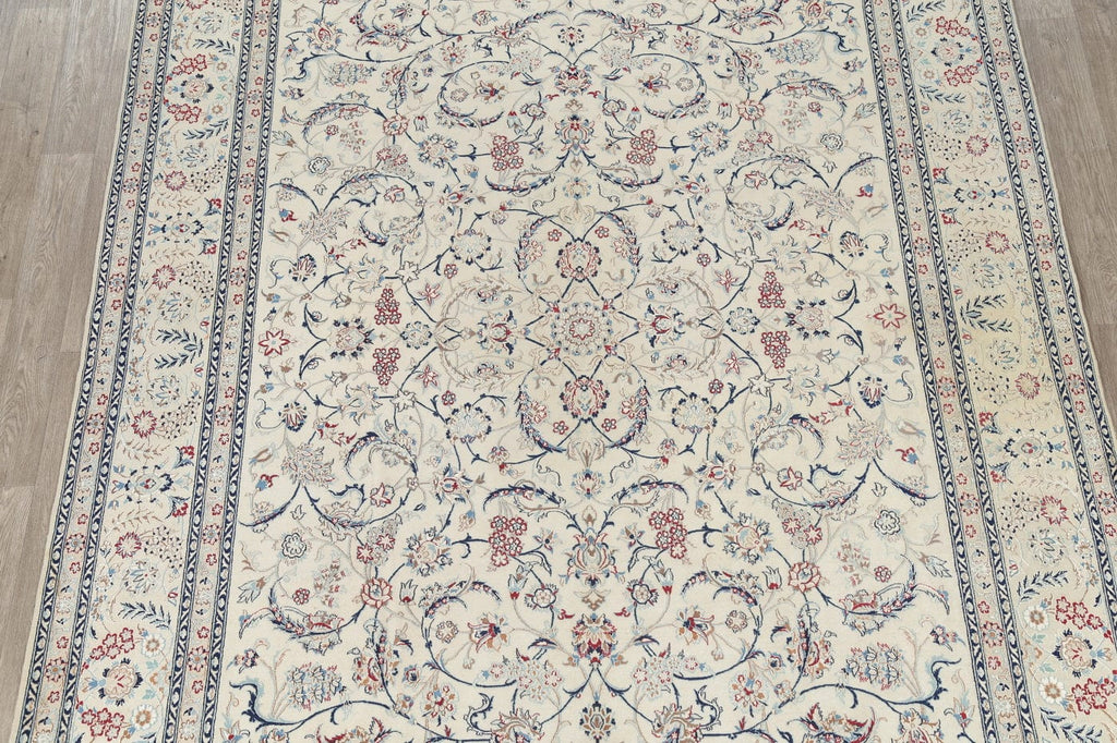 675 Knots Nain Isfahan Persian Ivory Area Rug 8x11