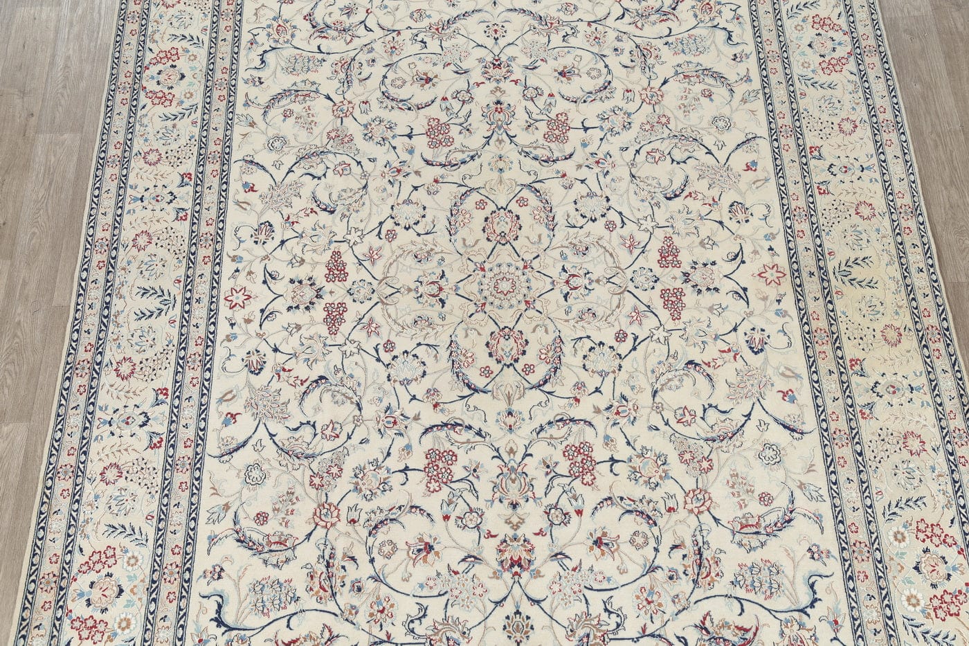 675 Knots Nain Isfahan Persian Ivory Area Rug 8x11