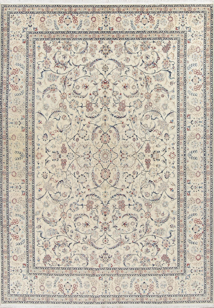 675 Knots Nain Isfahan Persian Ivory Area Rug 8x11