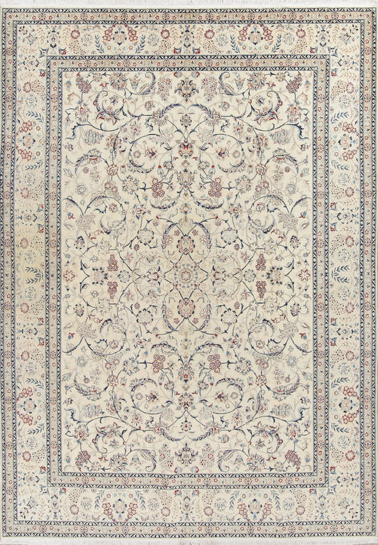 675 Knots Nain Isfahan Persian Ivory Area Rug 8x11