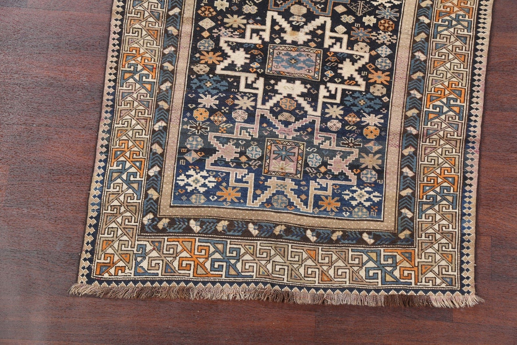 Antique Vegetable Dye Kazak Caucasian Rug 4x5