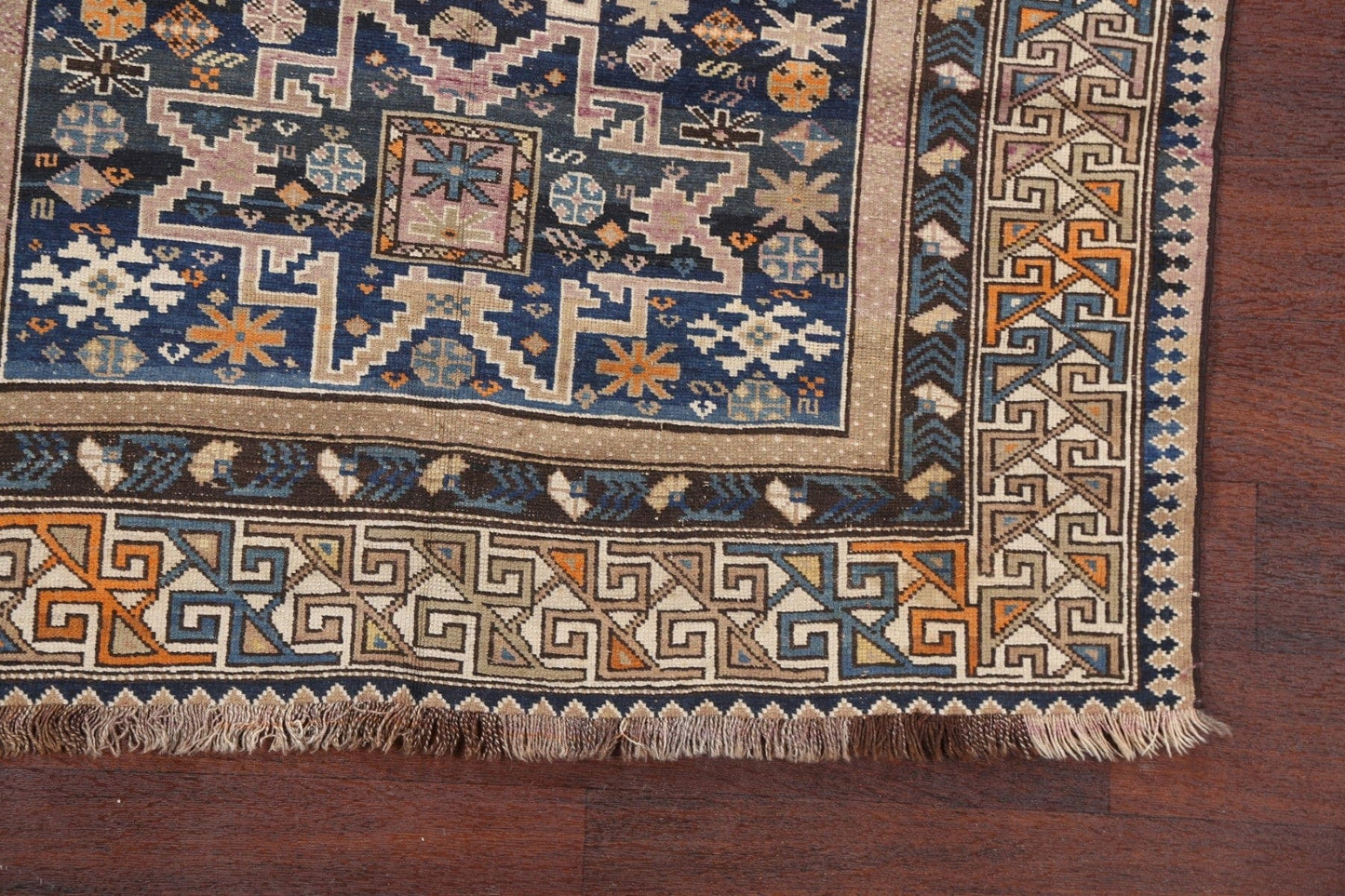 Antique Vegetable Dye Kazak Caucasian Rug 4x5