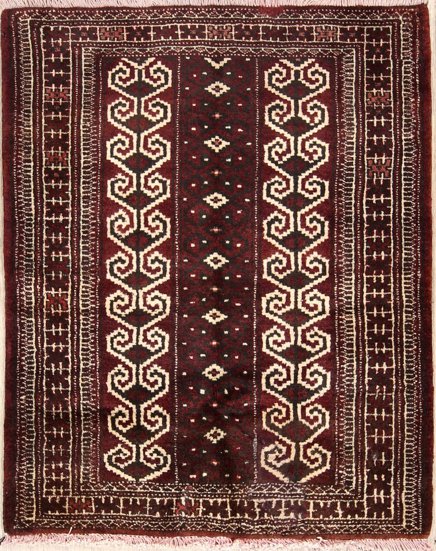 Geometric Balouch Bokhara Persian Area Rug 3x4