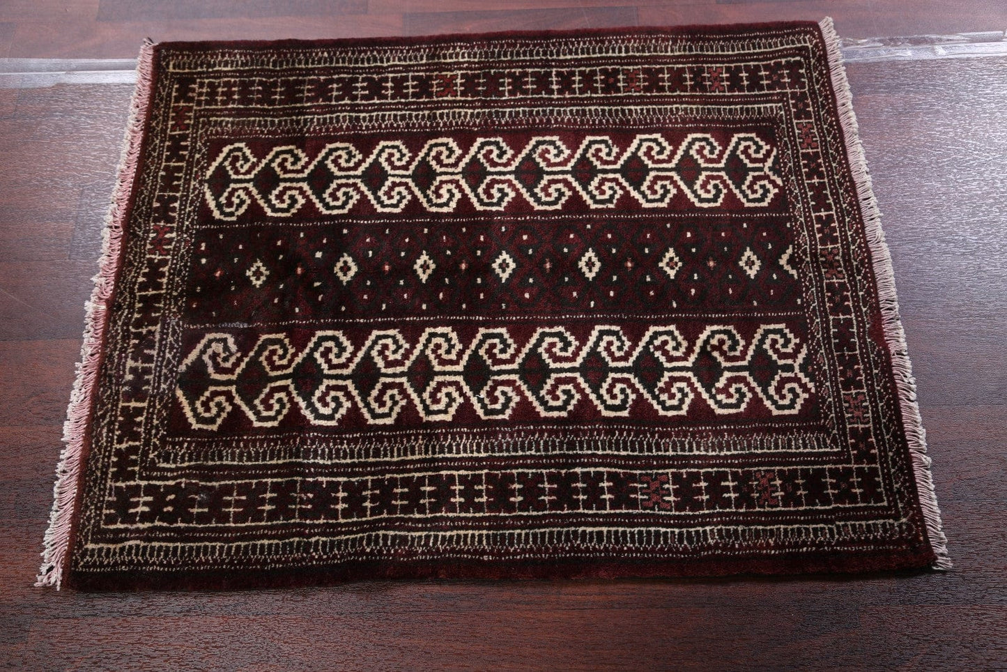 Geometric Balouch Bokhara Persian Area Rug 3x4