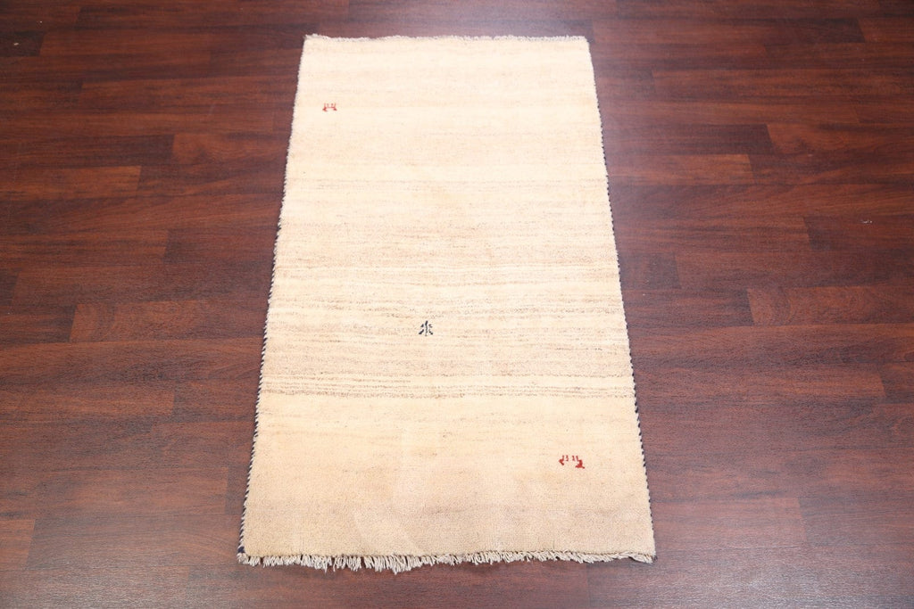 Contemporary Ivory Gabbeh Shiraz Persian Area Rug 4x6