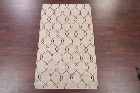 Modern 5x8 Moroccan Trellis Ivory Oriental Area Rug