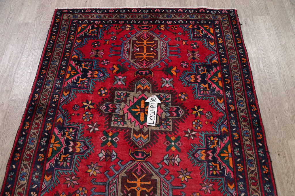 Red Geometric Heriz Persian Runner Rug 5x13