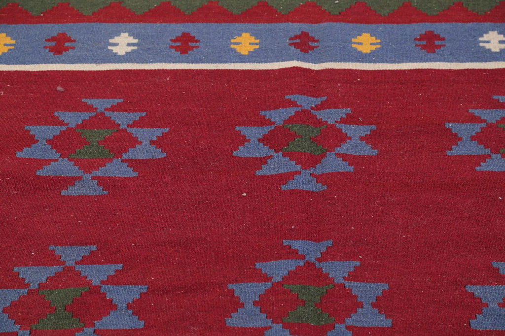 Red Geometric Kilim Shiraz Persian Area Rug 5x7