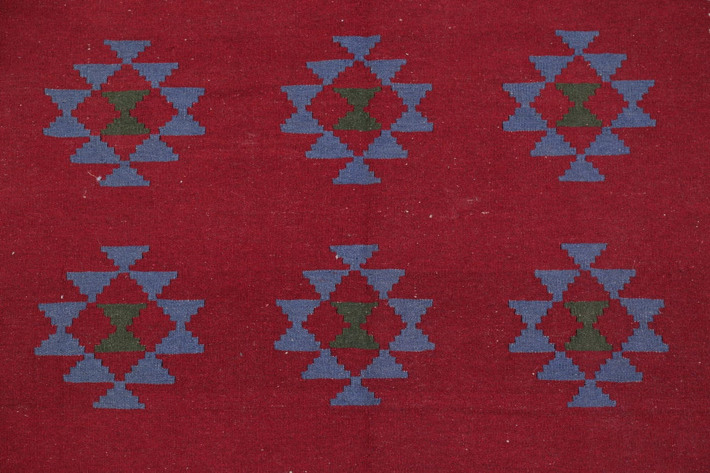 Red Geometric Kilim Shiraz Persian Area Rug 5x7