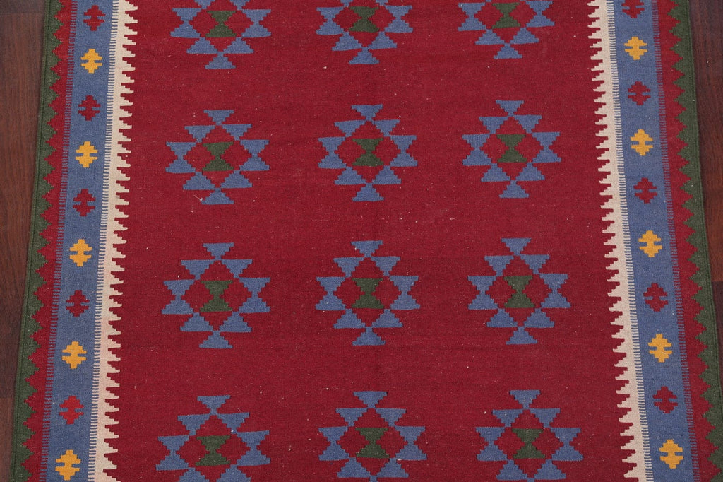 Red Geometric Kilim Shiraz Persian Area Rug 5x7