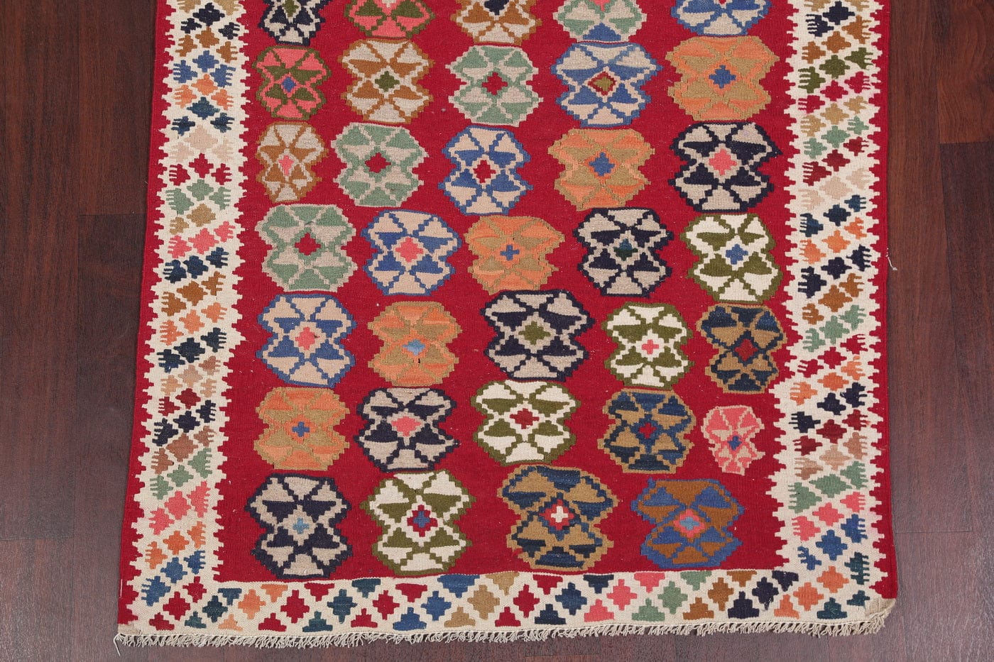 Red Geometric Kilim Shiraz Persian Area Rug 4x6