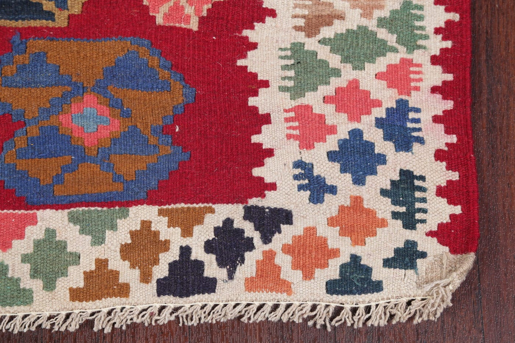 Red Geometric Kilim Shiraz Persian Area Rug 4x6