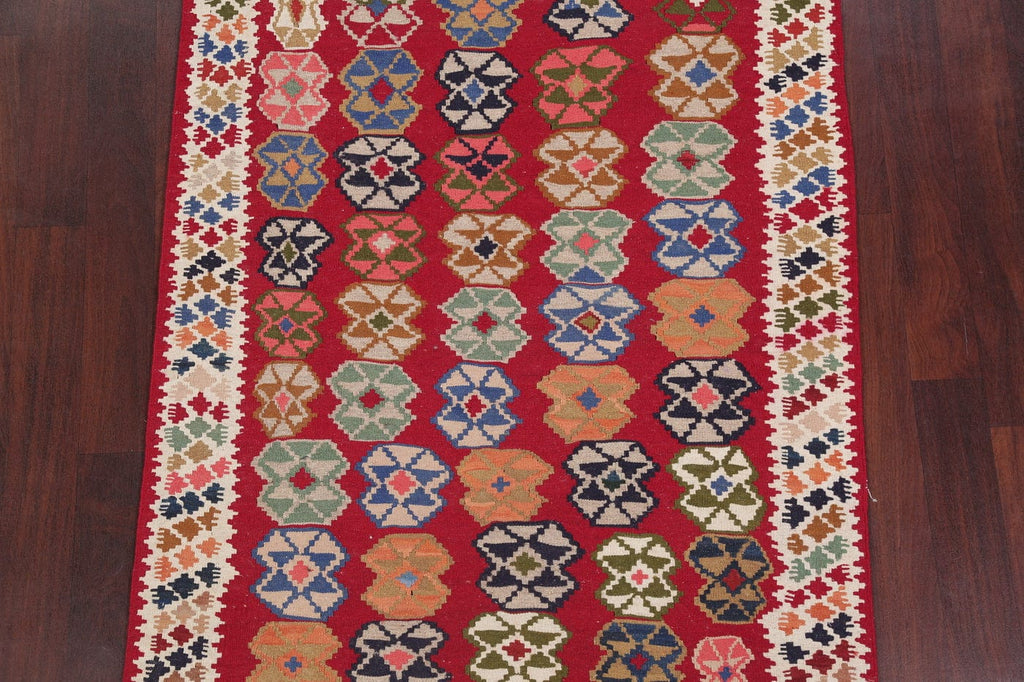 Red Geometric Kilim Shiraz Persian Area Rug 4x6