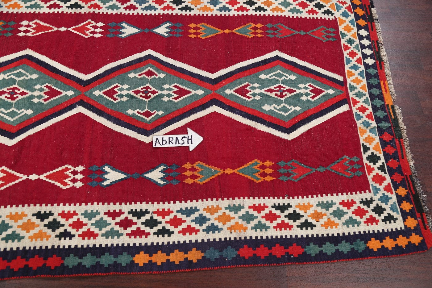 Red Geometric Kilim Shiraz Persian Area Rug 5x7