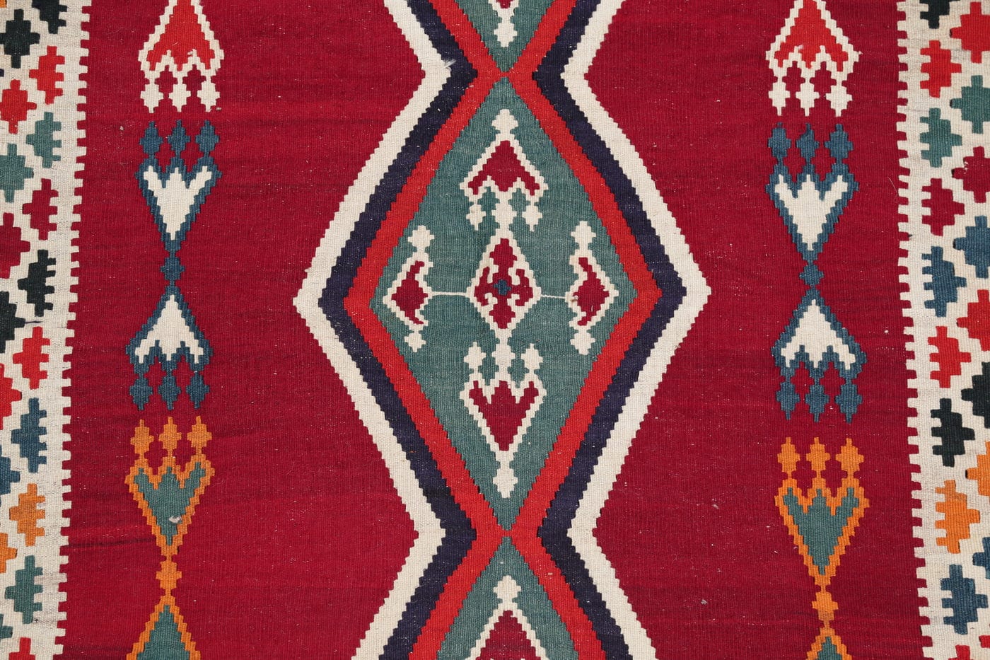 Red Geometric Kilim Shiraz Persian Area Rug 5x7