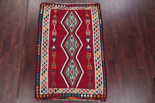 Red Geometric Kilim Shiraz Persian Area Rug 5x7