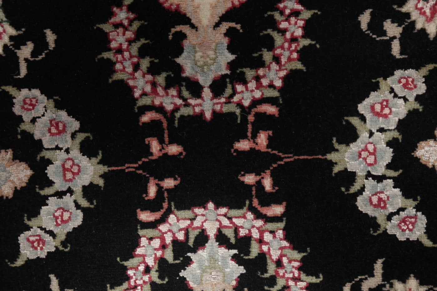 Black Floral Tabriz Persian Runner Rug 3x10