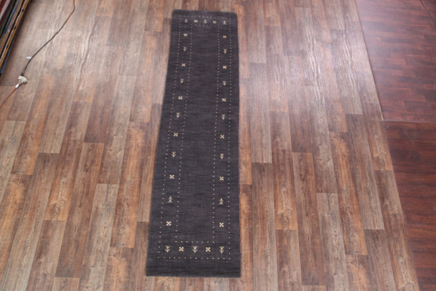 Charcoal Gabbeh Indian Runner Rug 3x10