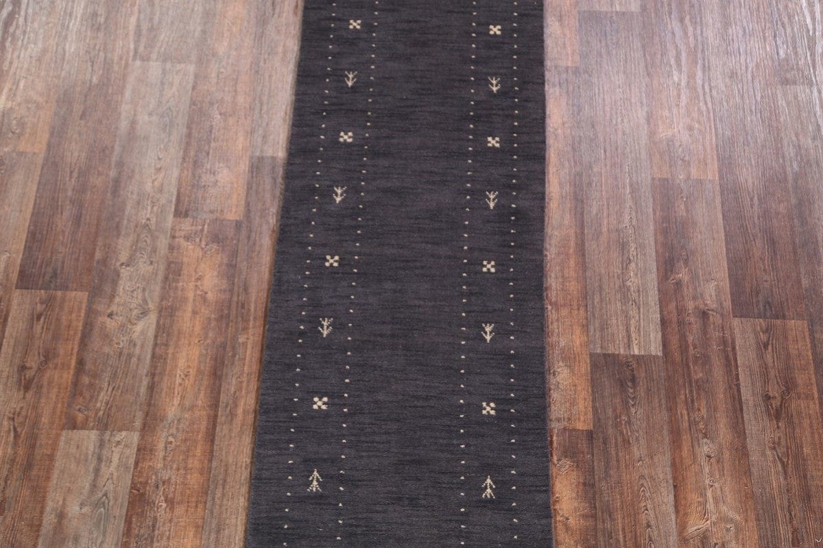 Charcoal Gabbeh Indian Runner Rug 3x10