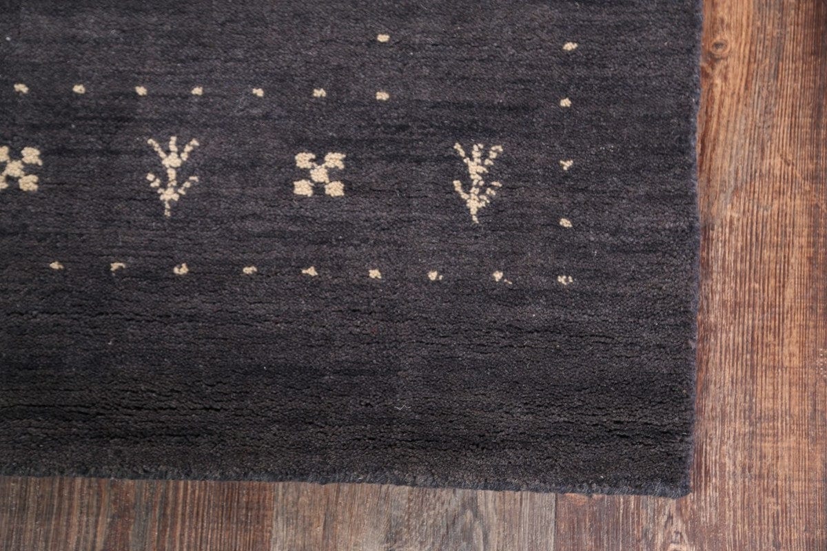 Charcoal Gabbeh Indian Runner Rug 3x10