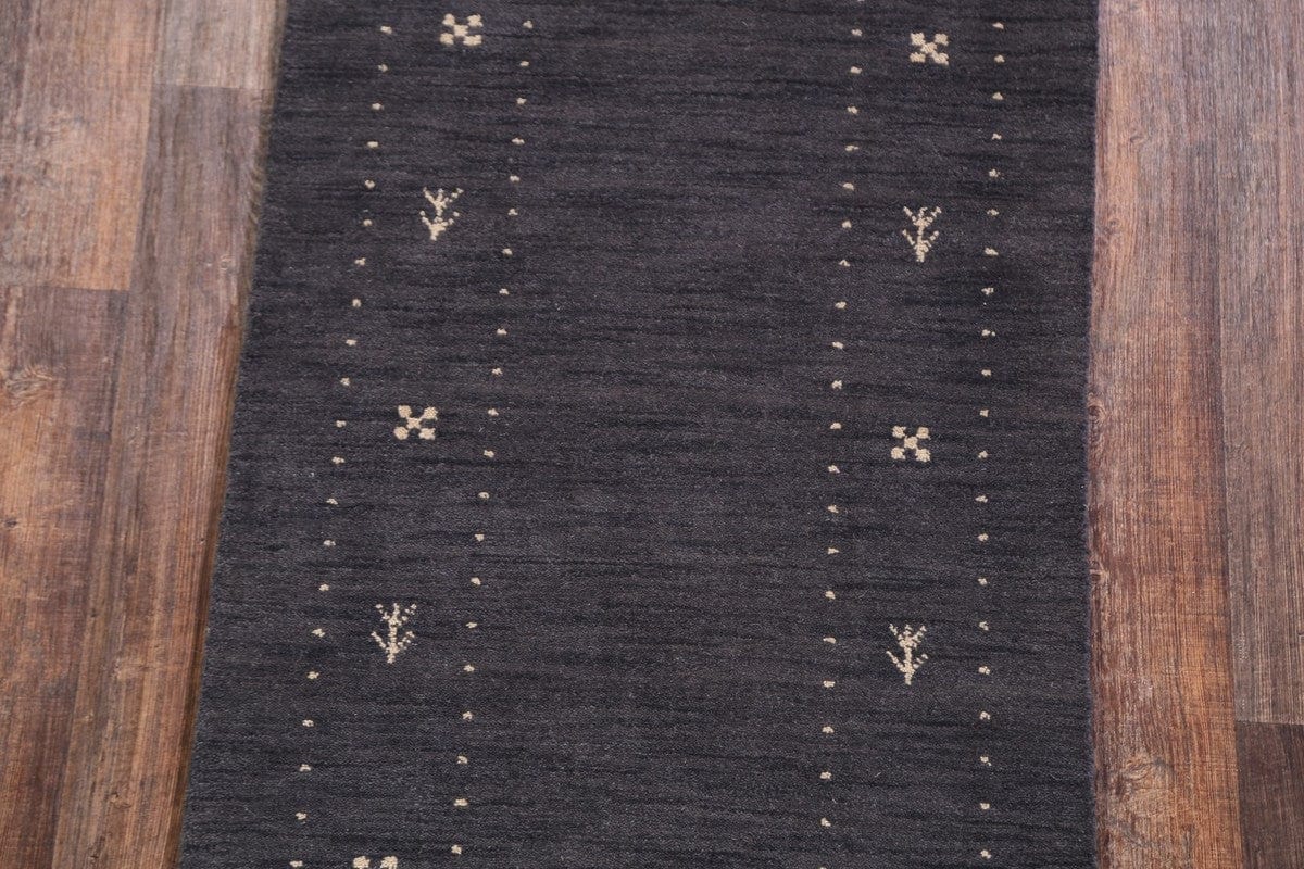 Charcoal Gabbeh Indian Runner Rug 3x10