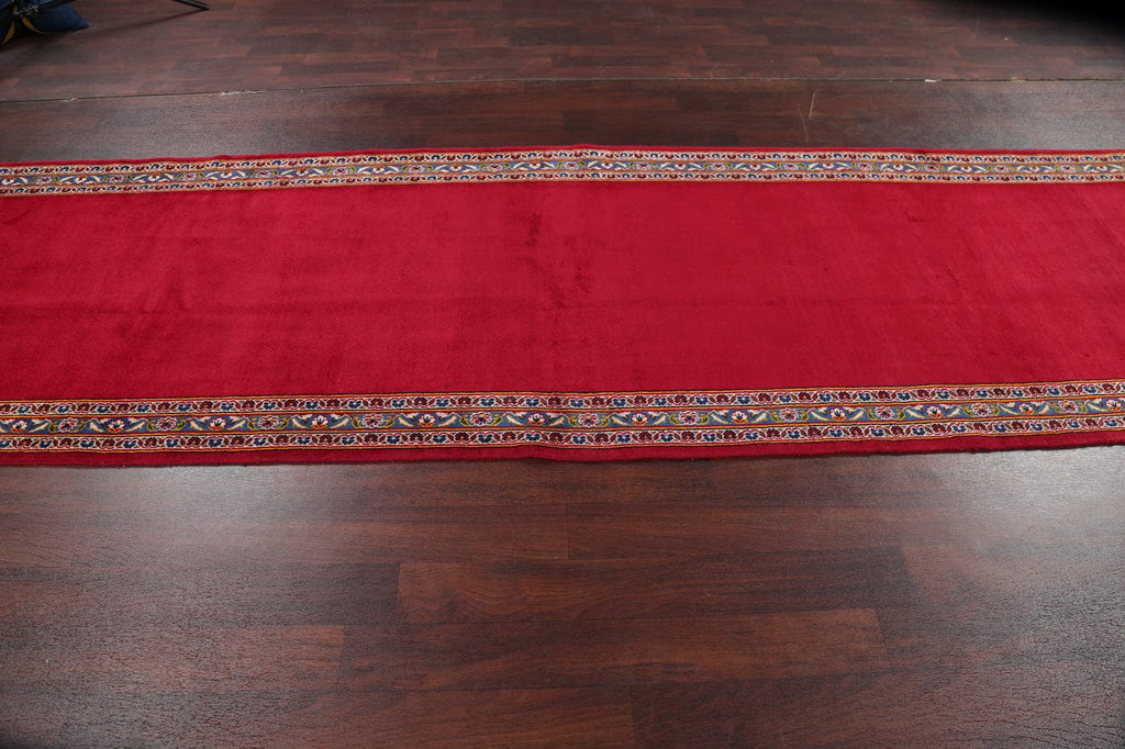 Red Floral Solid Kashan Persian Runner Rug 4x13