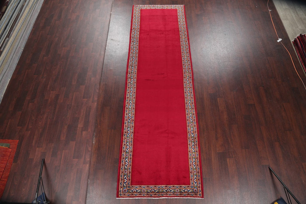 Red Floral Solid Kashan Persian Runner Rug 4x13