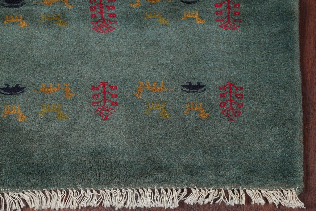 Green Tribal Gabbeh Shiraz Persian Wool Rug 3x5