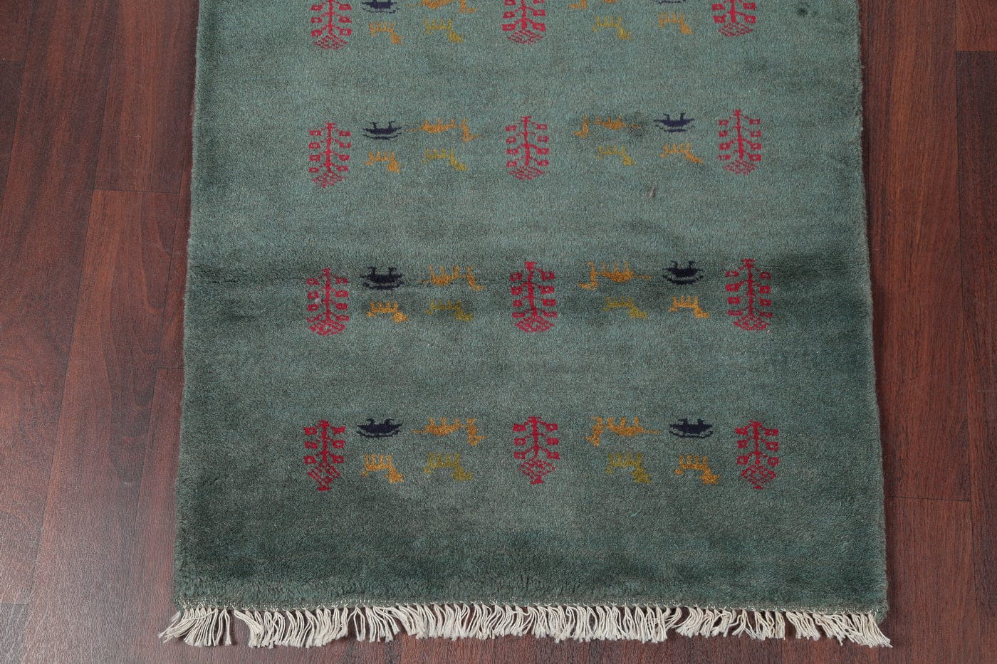 Green Tribal Gabbeh Shiraz Persian Wool Rug 3x5