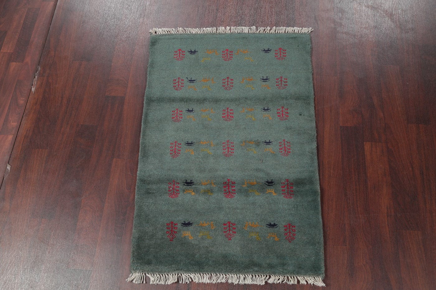 Green Tribal Gabbeh Shiraz Persian Wool Rug 3x5