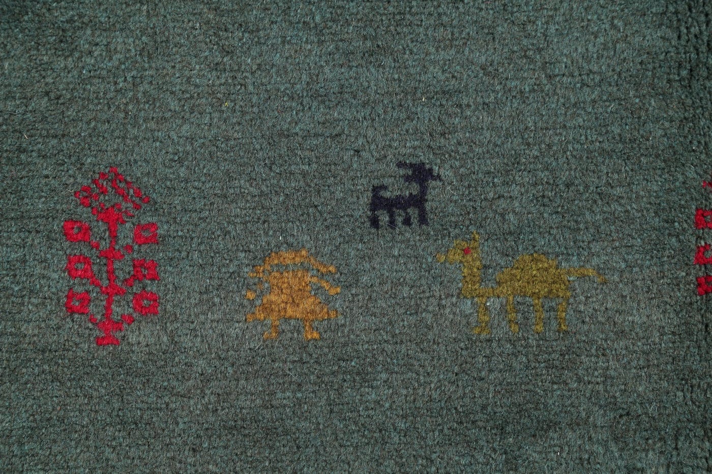 Green Tribal Gabbeh Shiraz Persian Wool Rug 4x5