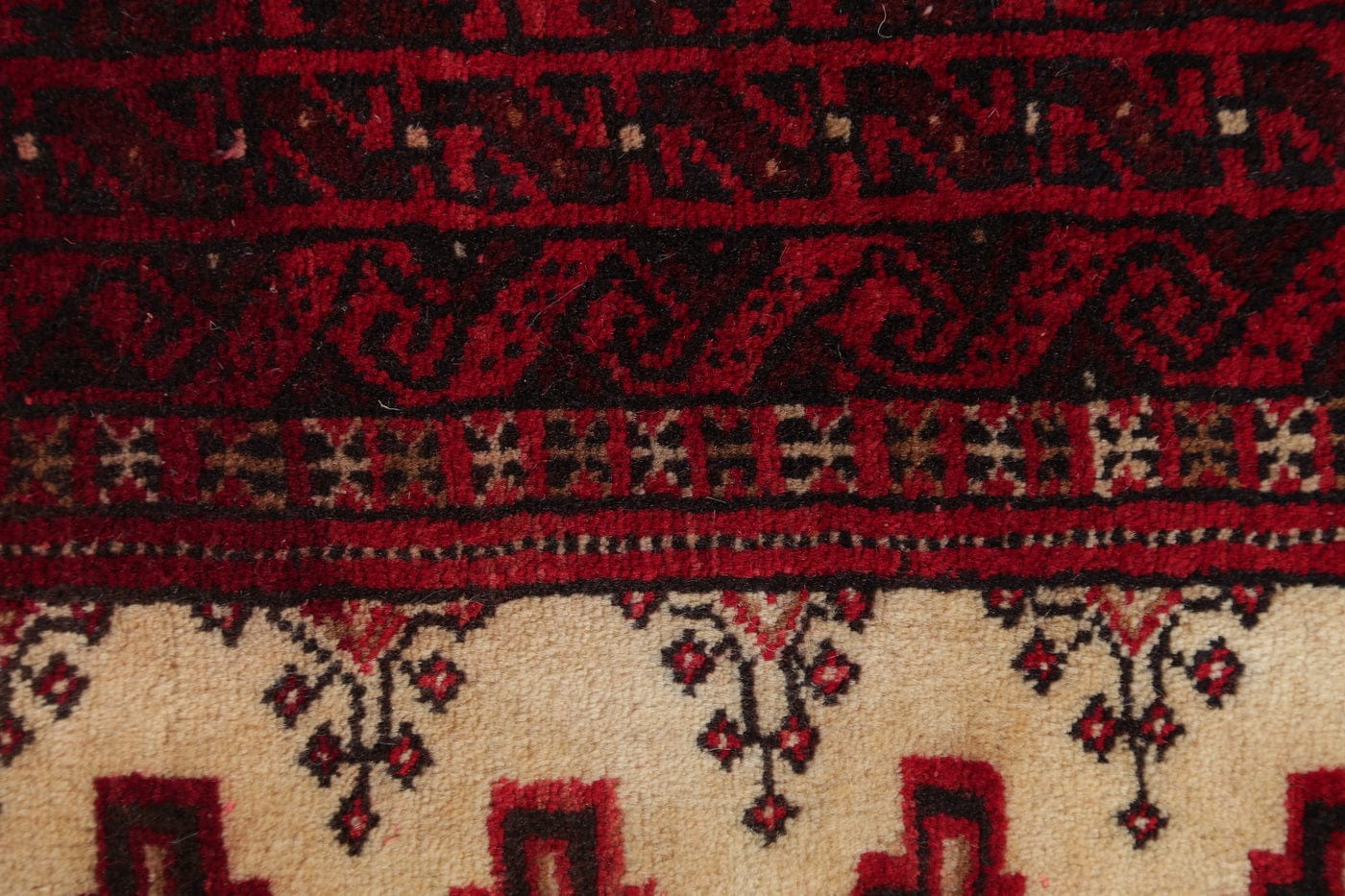 Beige Geometric Turkoman Bokhara Persian Area Rug 4x6