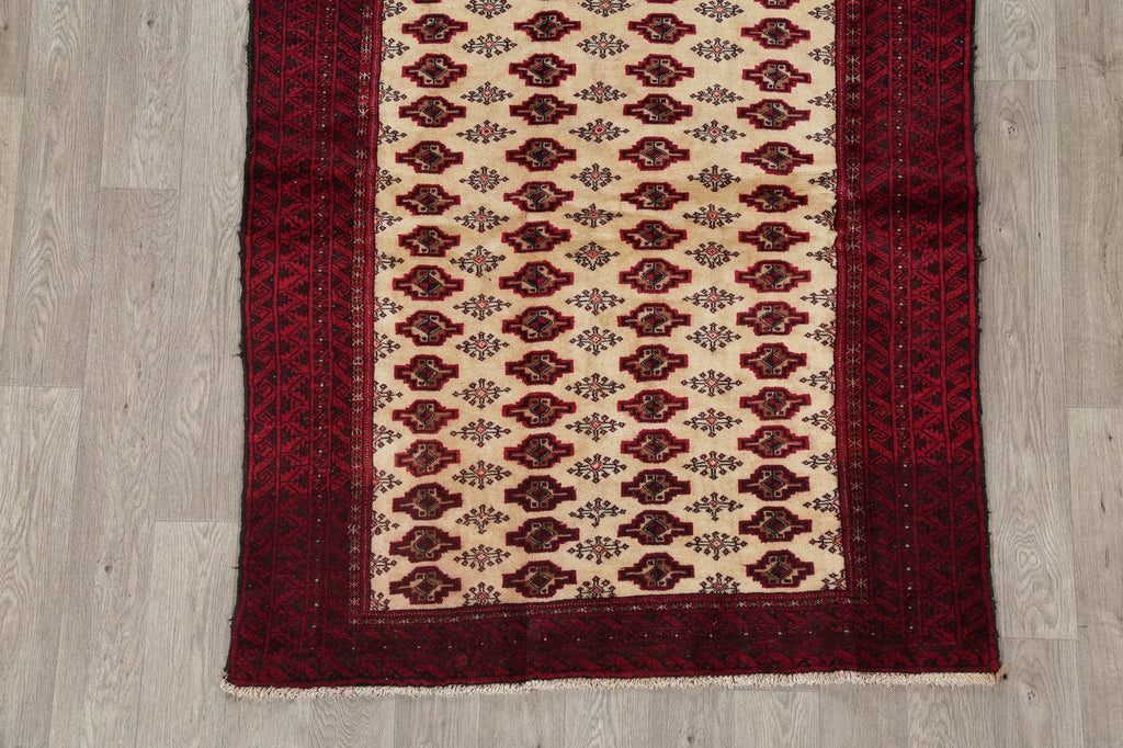 Beige Geometric Turkoman Bokhara Persian Area Rug 4x6