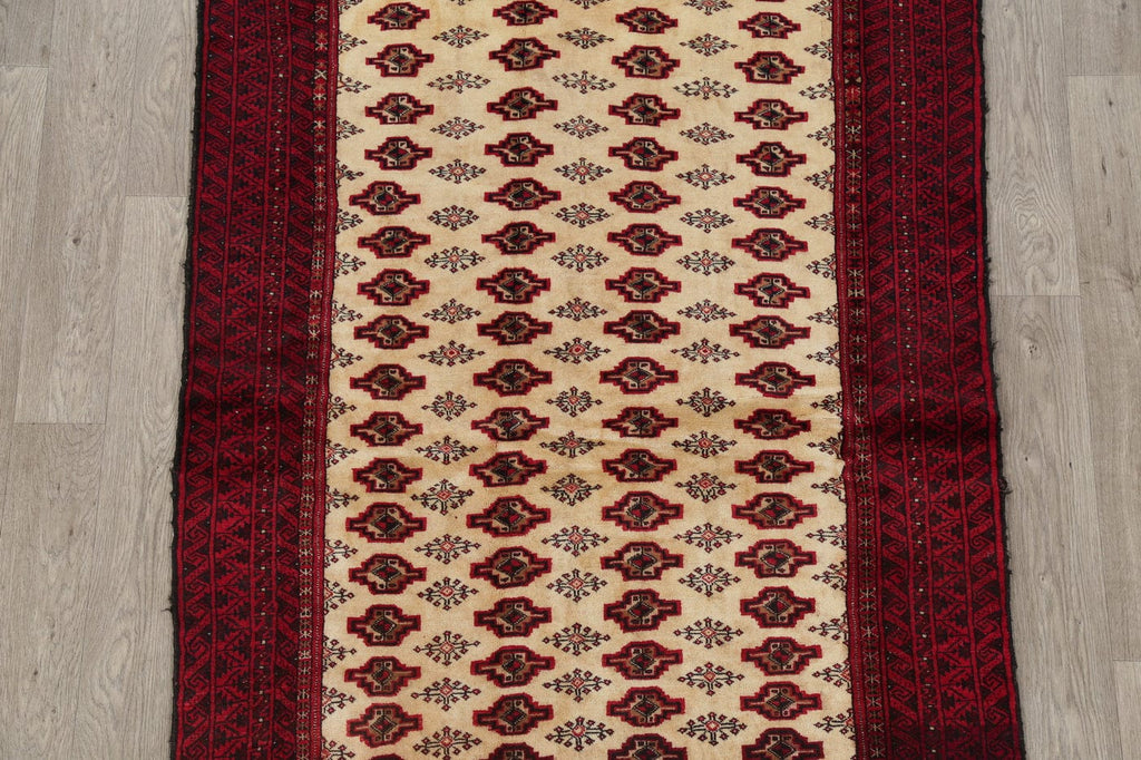 Beige Geometric Turkoman Bokhara Persian Area Rug 4x6