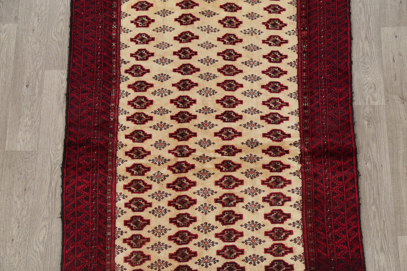 Beige Geometric Turkoman Bokhara Persian Area Rug 4x6