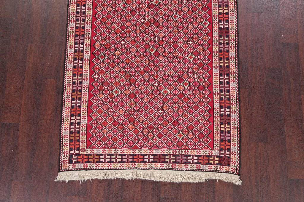 All-Over Geometric Kilim Shiraz Persian Area Rug 4x7