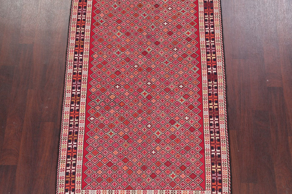 All-Over Geometric Kilim Shiraz Persian Area Rug 4x7