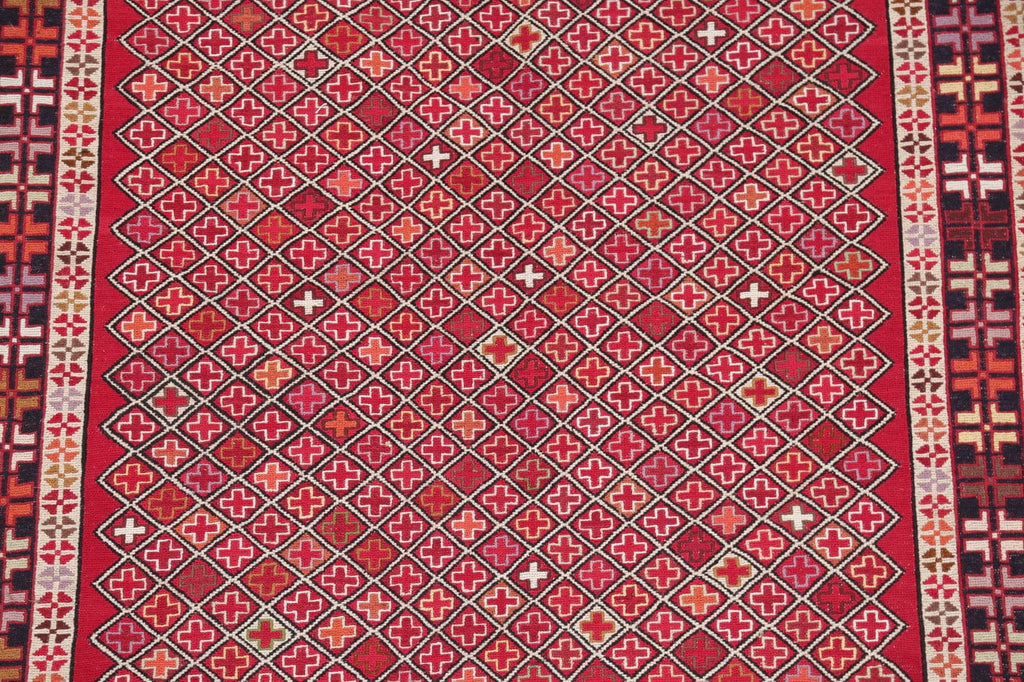 All-Over Geometric Kilim Shiraz Persian Area Rug 4x7