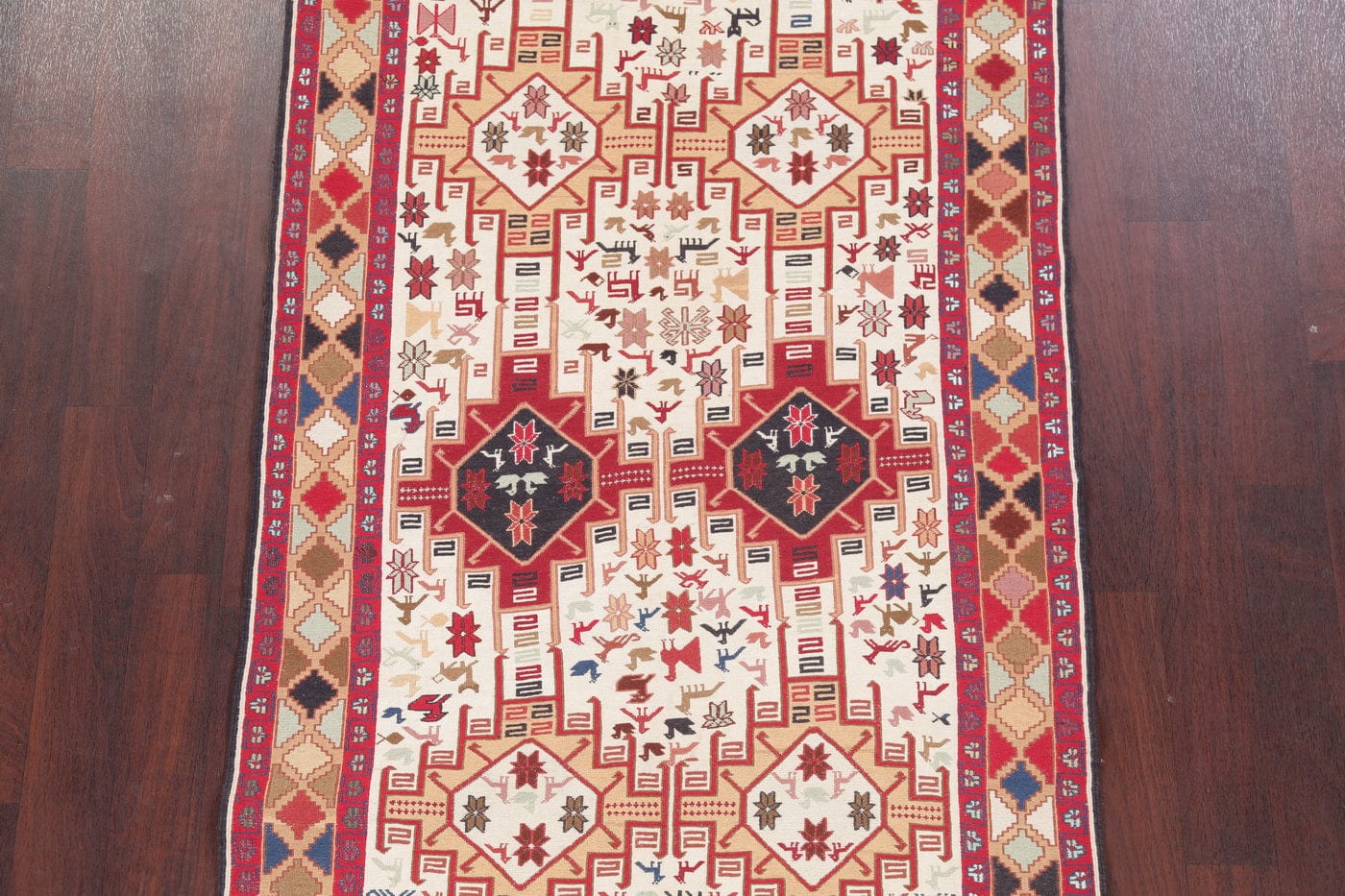 Wool/Silk Tribal Kilim Qashqai Persian Area Rug 4x6