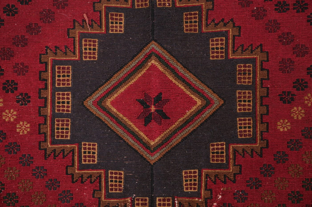 Red Geometric Kilim Shiraz Persian Area Rug 4x6