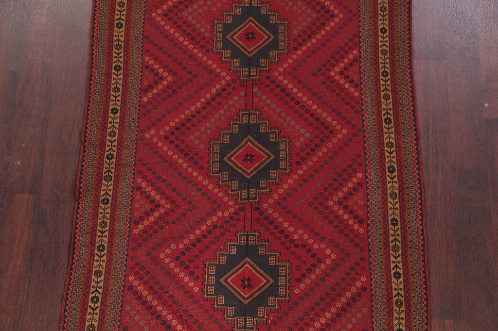 Red Geometric Kilim Shiraz Persian Area Rug 4x6