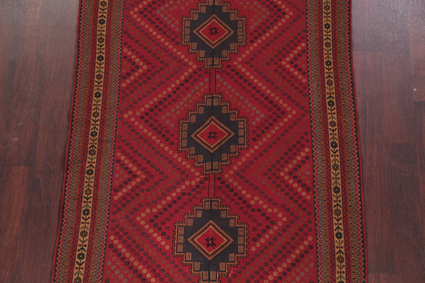 Red Geometric Kilim Shiraz Persian Area Rug 4x6