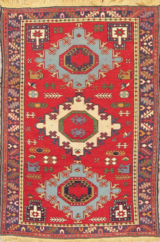 Red Geometric Kilim Shiraz Persian Area Rug 5x7