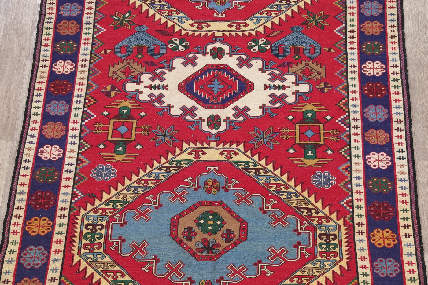 Hand-Woven Red Geometric Kilim Shiraz Persian Area Rug Wool 6x10