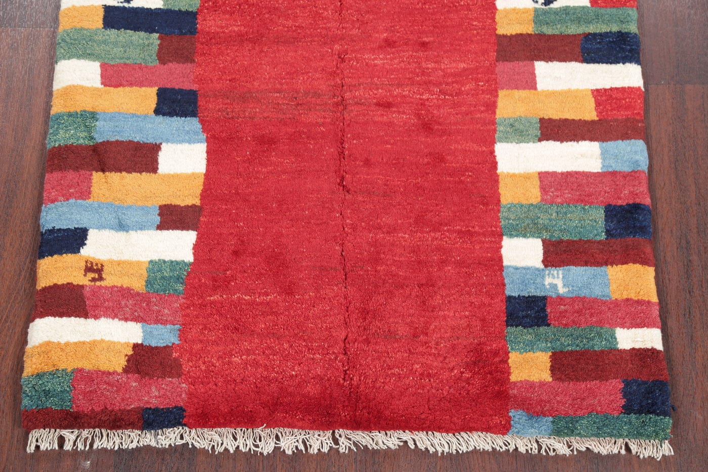 Hand-Knotted Red Contemporary Gabbeh Shiraz Persian Wool Rug 3x5