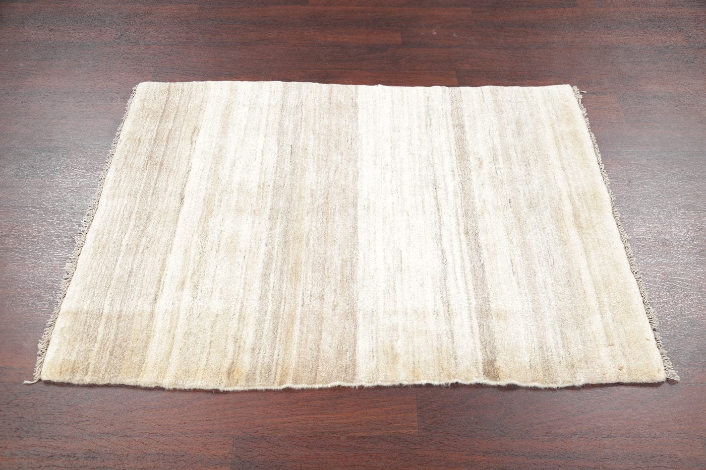 Hand-Knotted Ivory Contemporary Gabbeh Zollanvari Persian Rug Wool 3x5