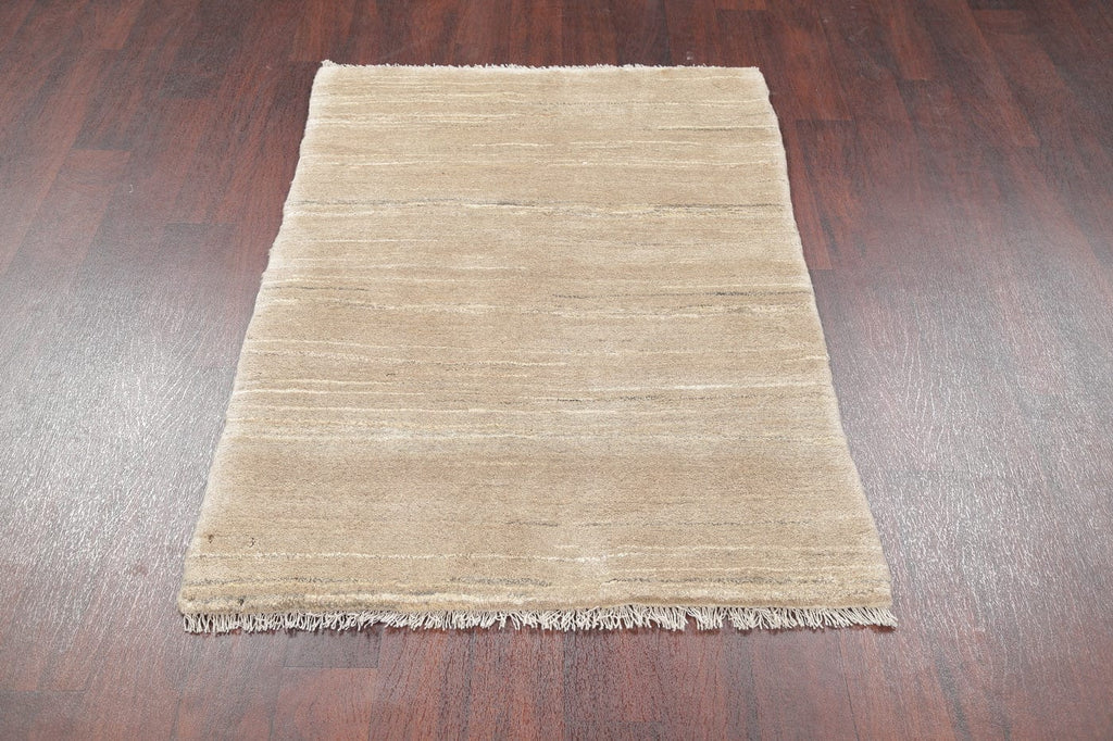 Hand-Knotted Beige Contemporary Gabbeh Zollanvari Persian Rug Wool 3x5