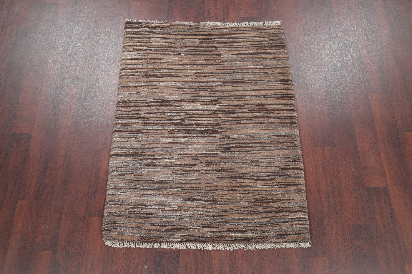 Hand-Knotted Striped Contemporary Gabbeh Shiraz Persian Area Rug Wool 4x5