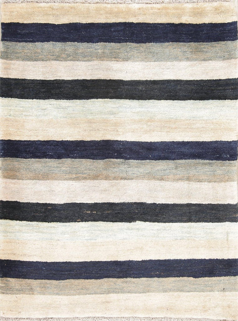 Stripe Gabbeh Zollanvari Persian Modern Hand-Knotted Rug Wool 4x5