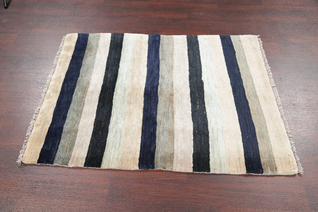 Stripe Gabbeh Zollanvari Persian Modern Hand-Knotted Rug Wool 4x5